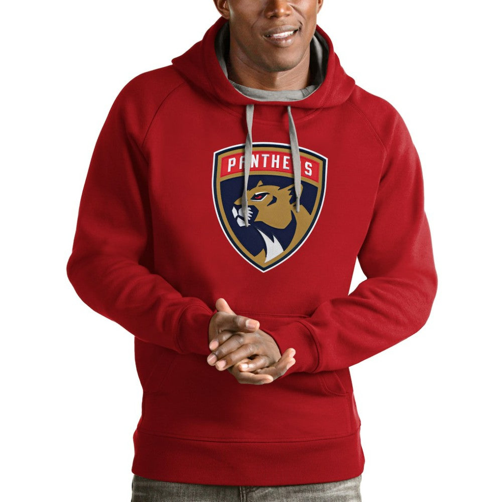 Florida Panthers Antigua Logo Victory Pullover Hoodie - Red Hoodies