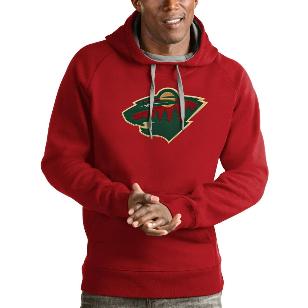 Minnesota Wild Antigua Logo Victory Pullover Hoodie - Red Hoodies