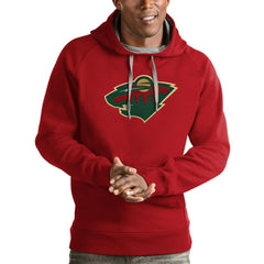 Minnesota Wild Antigua Logo Victory Pullover Hoodie - Red Hoodies
