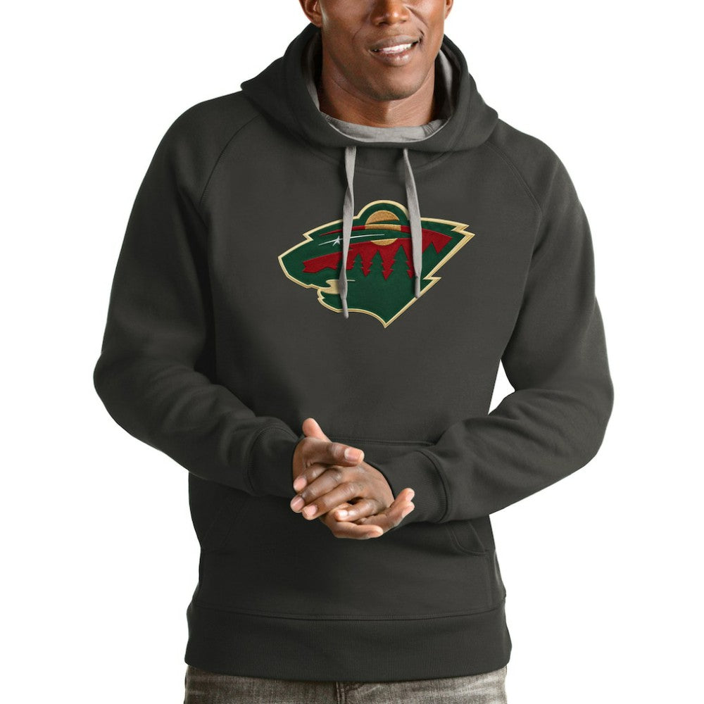 Minnesota Wild Antigua Logo Victory Pullover Hoodie - Charcoal Hoodies