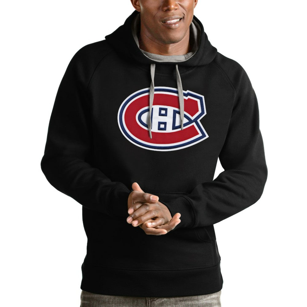 Montreal Canadiens Antigua Logo Victory Pullover Hoodie - Black Hoodies