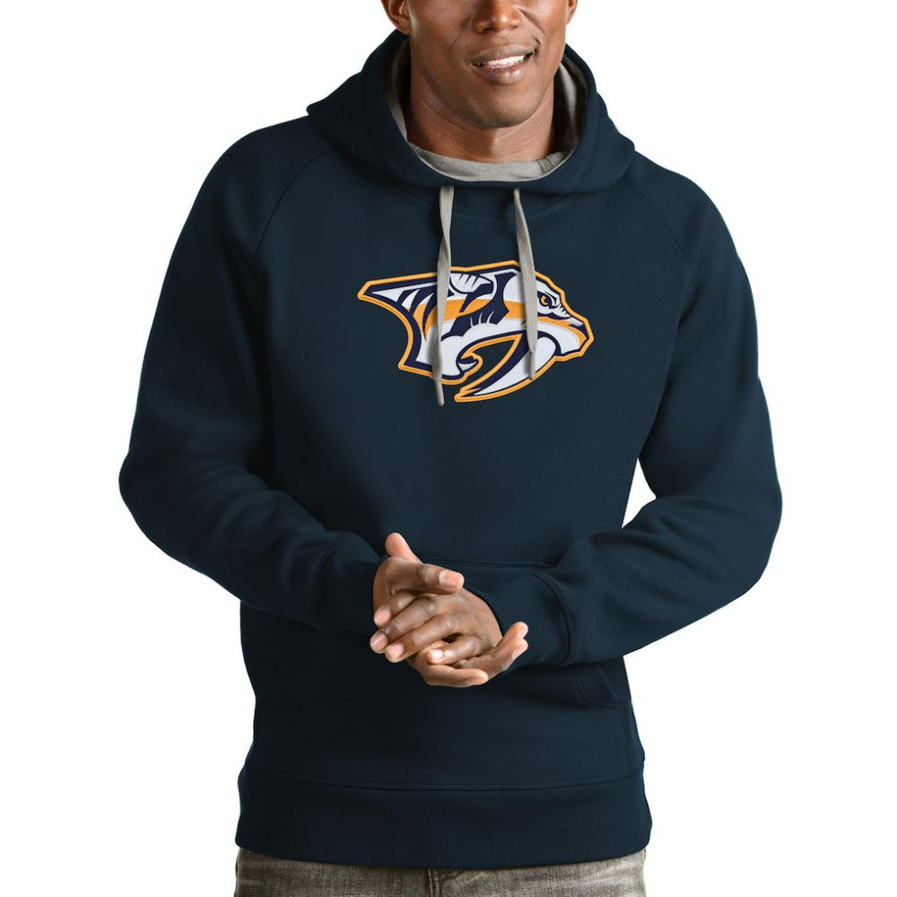 Nashville Predators Antigua Logo Victory Pullover Hoodie - Navy Hoodies