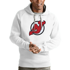 New Jersey Devils Antigua Logo Victory Pullover Hoodie - White Jerseys