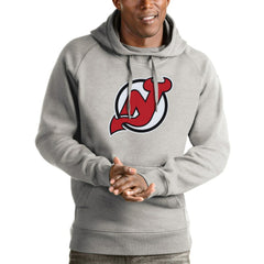 New Jersey Devils Antigua Logo Victory Pullover Hoodie - Heathered Gray Jerseys