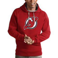 New Jersey Devils Antigua Logo Victory Pullover Hoodie - Red Jerseys