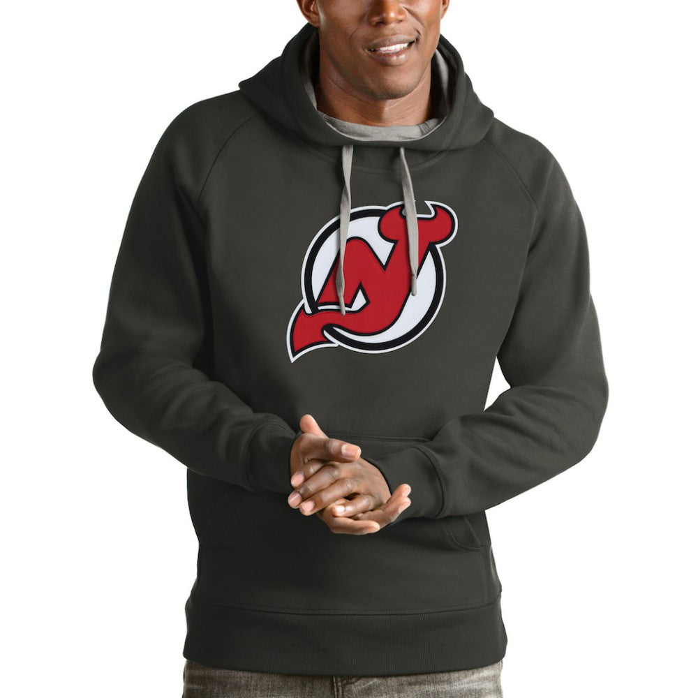 New Jersey Devils Antigua Logo Victory Pullover Hoodie - Charcoal Jerseys
