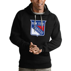 New York Rangers Antigua Logo Victory Pullover Hoodie - Black Hoodies