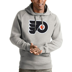 Philadelphia Flyers Antigua Logo Victory Pullover Hoodie - Heathered Gray Hoodies