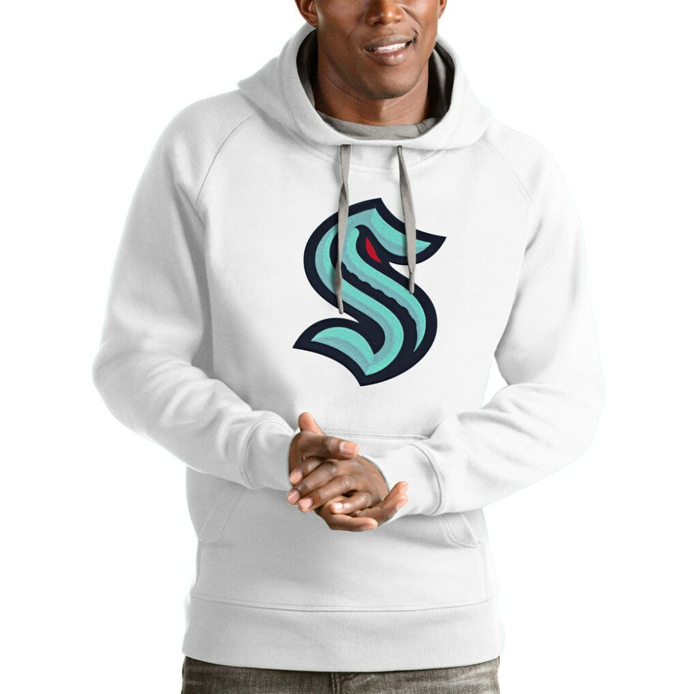 Seattle Kraken Antigua Logo Victory Pullover Hoodie - White Hoodies