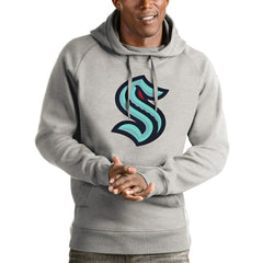 Seattle Kraken Antigua Logo Victory Pullover Hoodie - Heathered Gray Hoodies
