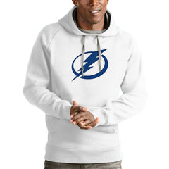 Tampa Bay Lightning Antigua Logo Victory Pullover Hoodie - White Hoodies