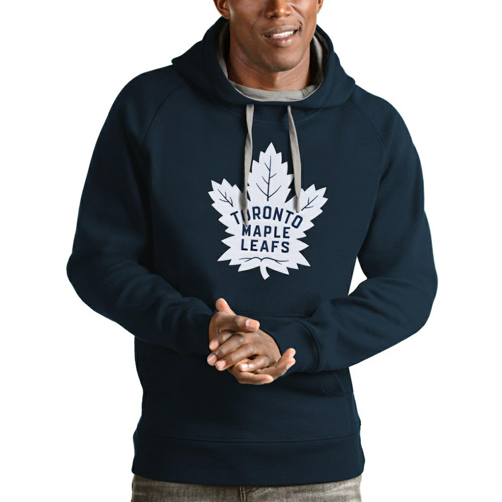 Toronto Maple Leafs Antigua Logo Victory Pullover Hoodie - Navy Hoodies