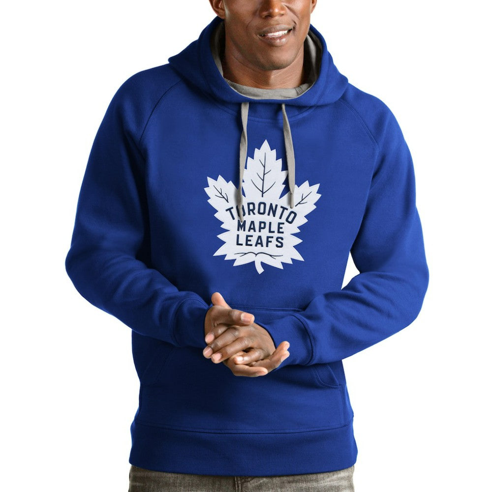 Toronto Maple Leafs Antigua Logo Victory Pullover Hoodie - Blue Hoodies