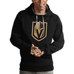 Vegas Golden Knights Antigua Logo Victory Pullover Hoodie - Black Hoodies