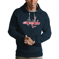 Washington Capitals Antigua Logo Victory Pullover Hoodie - Navy Hoodies