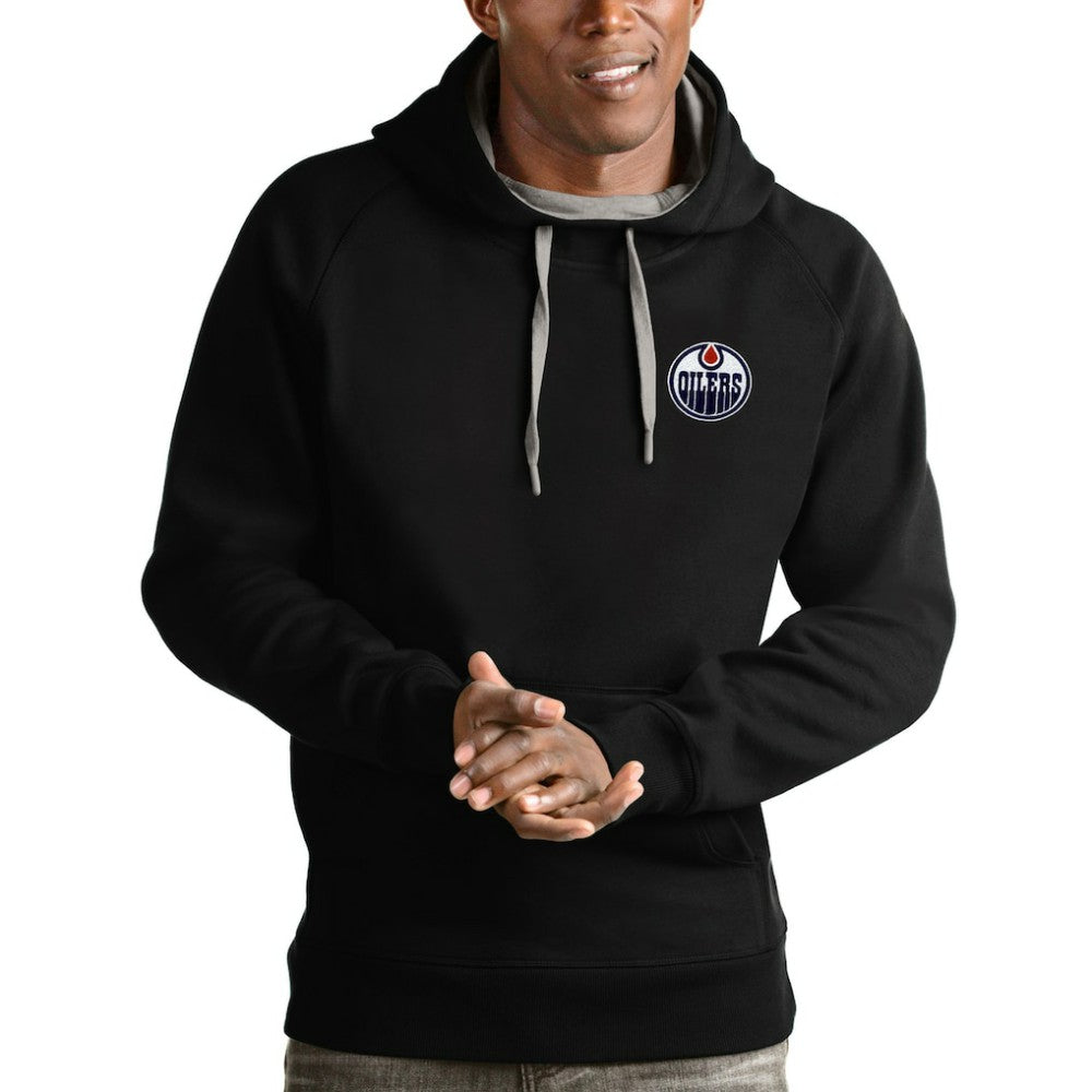 Edmonton Oilers Antigua Victory Pullover Hoodie - Black Hoodies