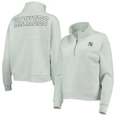 New York Yankees The Wild Collective Women's Two-Hit Quarter-Zip Pullover Top Light Blue