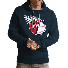 Cleveland Guardians Antigua Team Victory Pullover Hoodie Navy