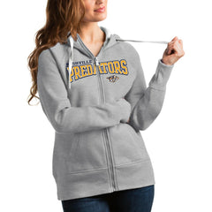 Nashville Predators Antigua Women's Wordmark Victory Full-Zip Hoodie - Heathered Gray Hoodies