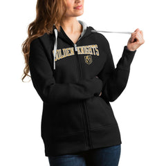 Vegas Golden Knights Antigua Women's Wordmark Victory Full-Zip Hoodie - Black Hoodies