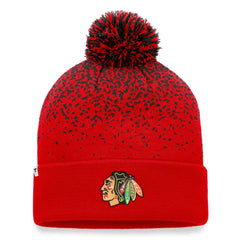 Chicago Blackhawks Fanatics Iconic Gradient Cuffed Knit Hat with Pom - Red Hats