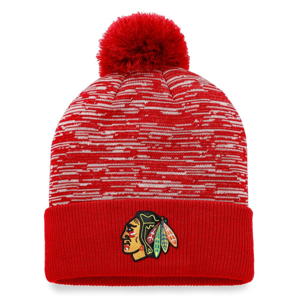 Chicago Blackhawks Fanatics Defender Cuffed Knit Hat with Pom - Red Hats