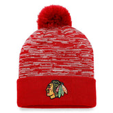 Chicago Blackhawks Fanatics Defender Cuffed Knit Hat with Pom - Red Hats