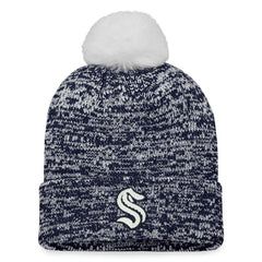 Seattle Kraken Fanatics Women's Glimmer Cuffed Knit Hat with Pom - Deep Sea Blue Hats