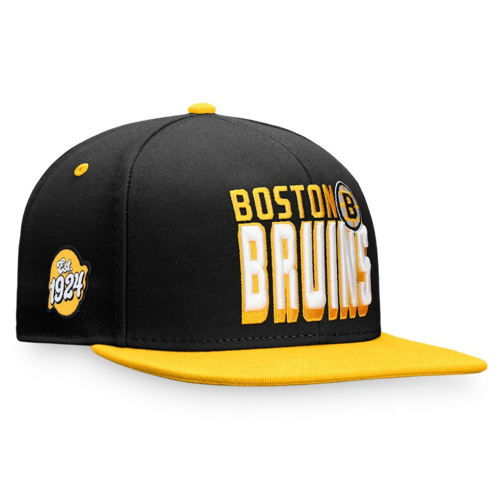 Boston Bruins Fanatics Heritage Retro Two-Tone Snapback Hat - Black/Gold Hats