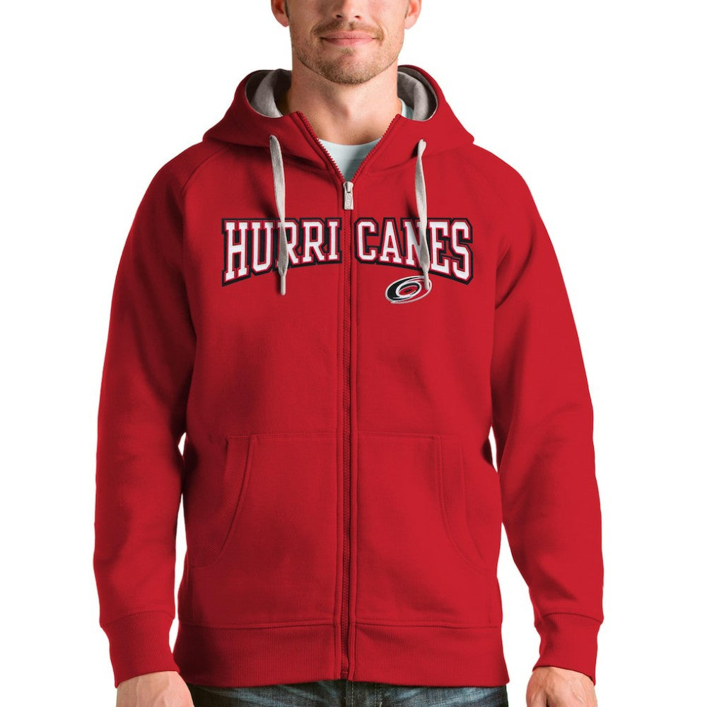Carolina Hurricanes Antigua Wordmark Victory Full-Zip Hoodie - Red Hoodies