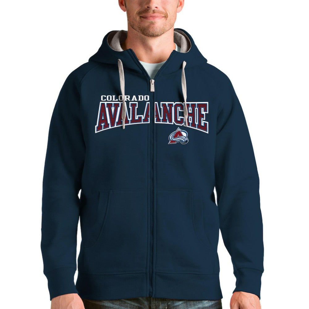 Colorado Avalanche Antigua Wordmark Victory Full-Zip Hoodie - Navy Hoodies
