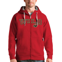 Minnesota Wild Antigua Wordmark Victory Full-Zip Hoodie - Red Hoodies