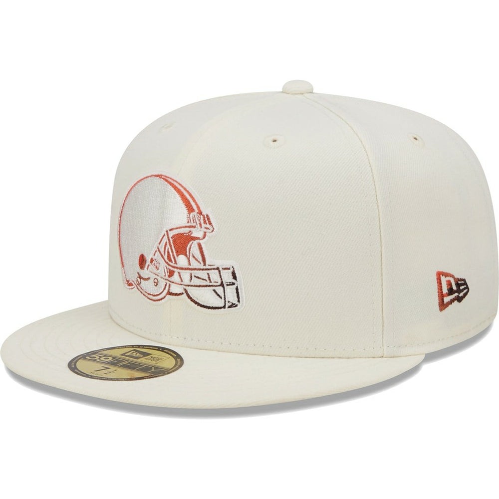 Cleveland Browns New Era Chrome Color Dim 59FIFTY Fitted Hat - Cream online