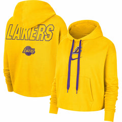 Los Angeles Lakers Women's Courtside Cropped Pullover Hoodie - Gold for sale