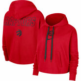 Toronto Raptors Women's Courtside Cropped Pullover Hoodie - Red shop
