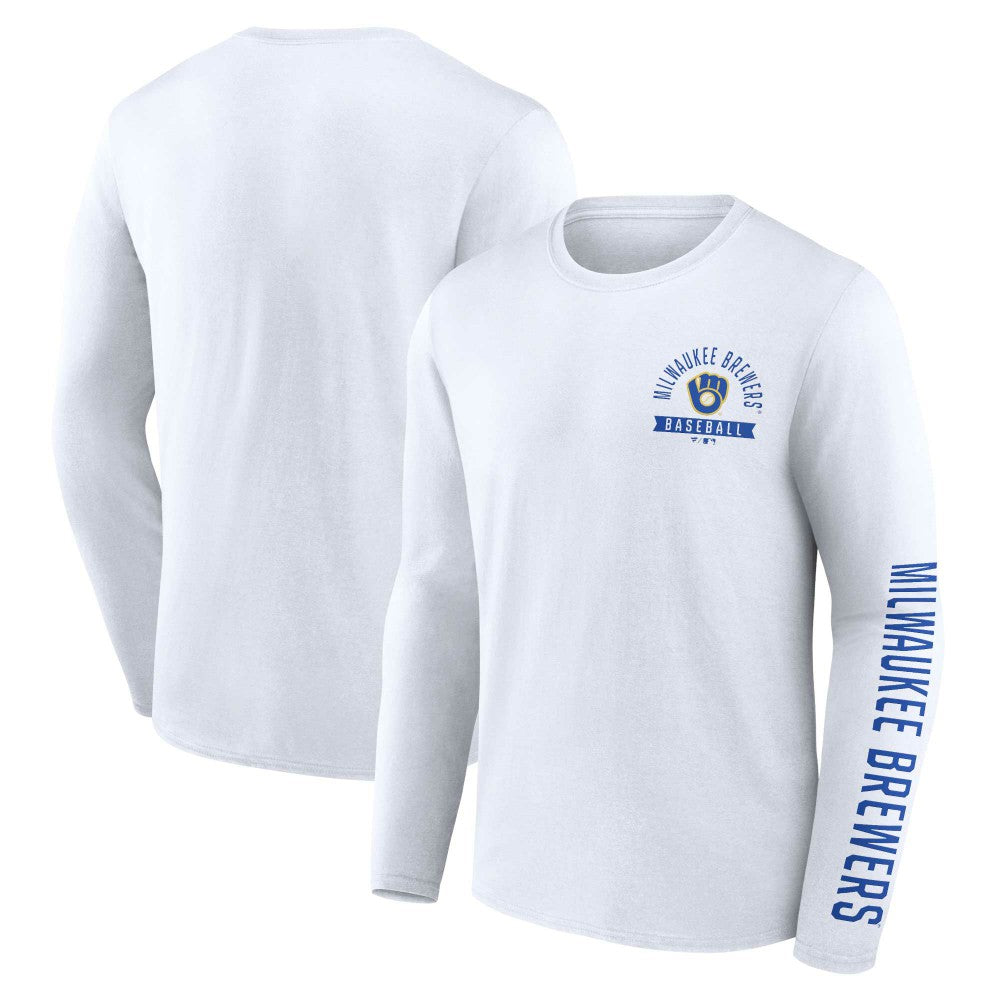 Milwaukee Brewers Pressbox Long Sleeve T-Shirt White