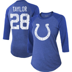 Jonathan Taylor Indianapolis Colts Majestic Threads Women's Player Name & Number Raglan Tri-Blend 3/4-Sleeve T-Shirt - Royal discount