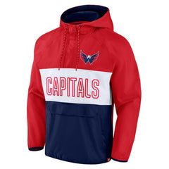 Washington Capitals Fanatics Backhand Shooter Defender Anorak Raglan Hoodie Quarter-Zip Jacket - Red/Navy Hoodies