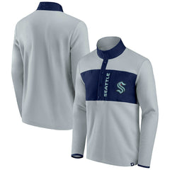 Seattle Kraken Fanatics Hockey Polar Fleece Quarter-Snap Jacket - Gray/Navy Jackets
