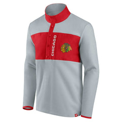 Chicago Blackhawks Fanatics Hockey Polar Fleece Quarter-Snap Jacket - Gray/Red Jackets