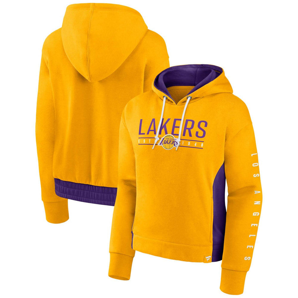 Los Angeles Lakers Women's Iconic Halftime Colorblock Pullover Hoodie - Gold outlet