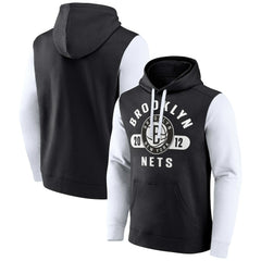 Brooklyn Nets Attack Colorblock Pullover Hoodie - Black/White outlet