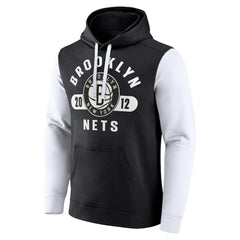 Brooklyn Nets Attack Colorblock Pullover Hoodie - Black/White outlet