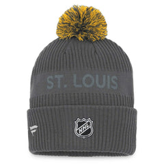St. Louis Blues Fanatics Authentic Pro Home Ice Cuffed Knit Hat with Pom - Charcoal Hats