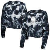 Brooklyn Nets Women's Tie Dye Cropped Long Sleeve T-Shirt - Black shop