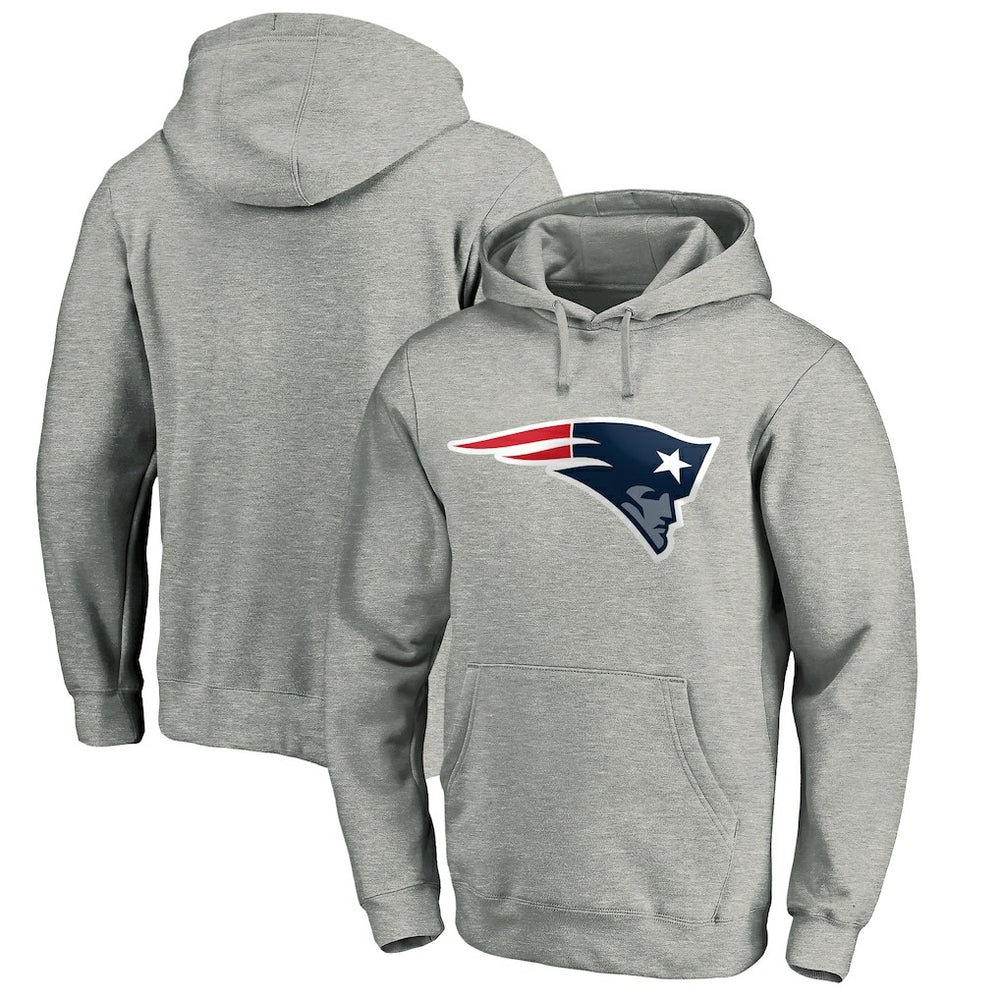 New England Patriots Primary Logo Fitted Pullover Hoodie - Heather Gray sale