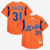 Mike Piazza New York Mets Cooperstown Collection Mesh Batting Practice Button-Up Jersey Orange