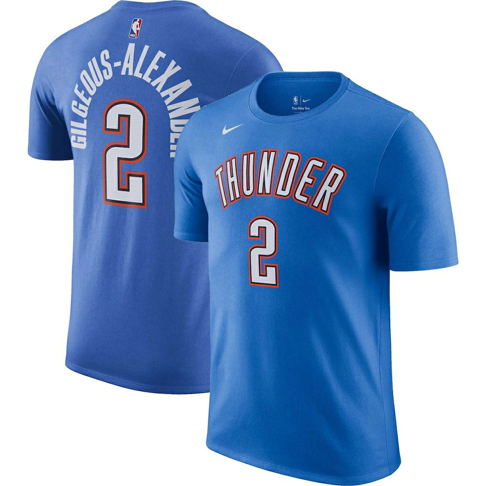 Shai Gilgeous-Alexander Oklahoma City Thunder Icon 2022/23 Name & Number T-Shirt - Blue for sale
