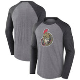 Ottawa Senators Fanatics Special Edition Long Sleeve Tri-Blend Raglan T-Shirt - Heather Gray T-shirts
