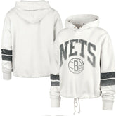 Brooklyn Nets '47 Women's Emerson Stripe Cropped Pullover Hoodie - Cream discount